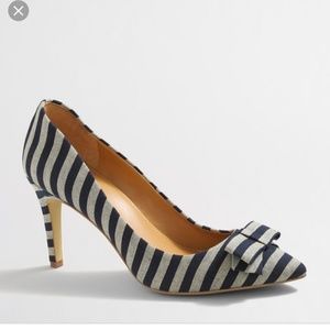 J.Crew striped bow heels